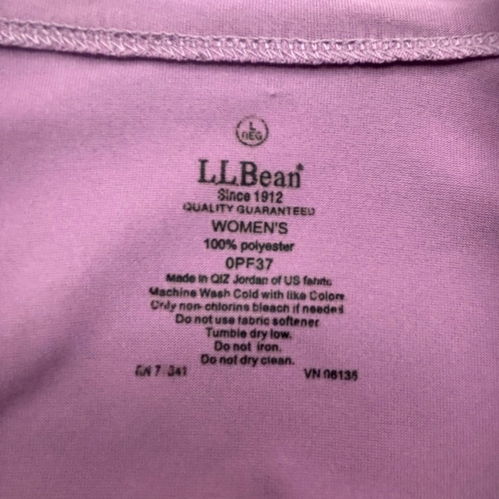 LL Bean Pullover Top Women L Purple Polyester Solid 1/4 Zip Thumbhole Activewear - Picture 5 of 10